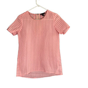 J. Crew Pink Short Sleeve Blouse Women 00 Lightweight Zipper Back Casual Top